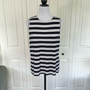 Jones New York white and blue striped tank top